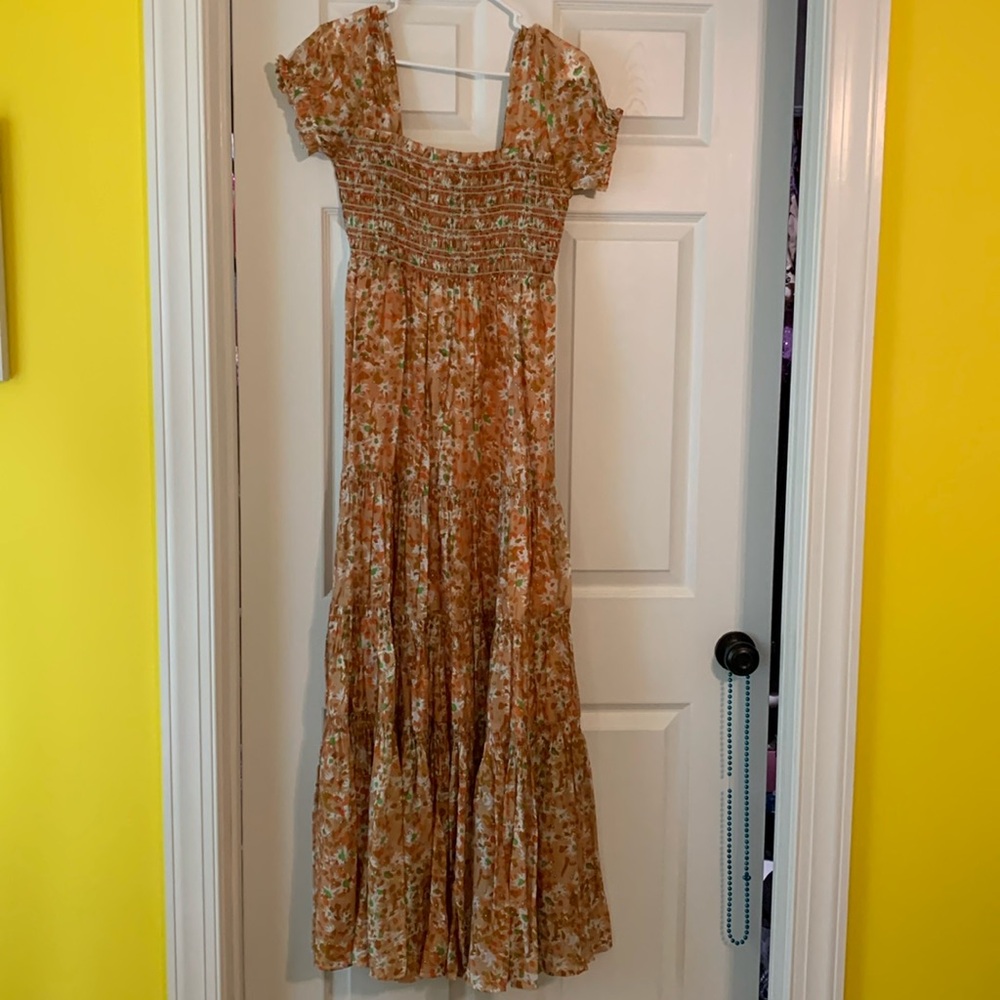 Floral tan / orange sundress